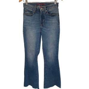 Lucky Brand Womens Jeans Size 6 28 Stevie Flare Leg Cropped Raw Hem High Rise